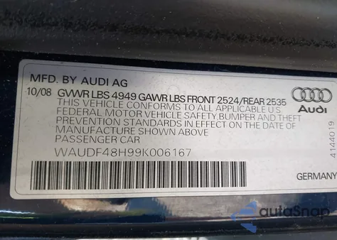 2009 Audi A4 2.0T Cabriolet Quattro z USA, uszkodzony, nr VIN WAUDF48H99K006167